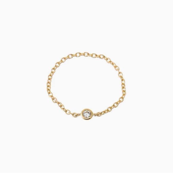 Mini Diamond Bezel Chain Ring 14K